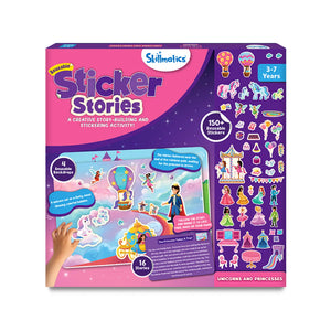 Children’s reusable sticker stories activity set featuring magical adventures for ages 3-7