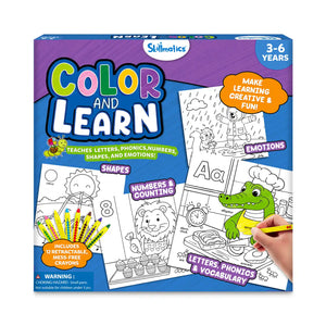 Color and Learn: Letters, Numbers, Phonics and Shapes | Colouring Book (ages 3-6)