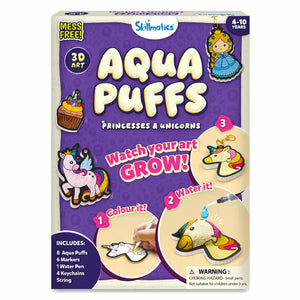 Children’s art kit for creating 3D princess and unicorn keychains from Aqua Puffs Princesses & Unicorns kit