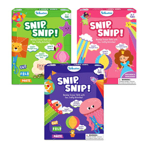 Colorful Snip Snip skill-building craft kits for children ages 3-7 in the Cut Paste & Create Combo