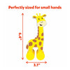Yellow and brown giraffe-shaped baby teether from Pop Roll & Play Bundle for 9-36 months