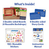 Children’s play set with reusable boards story cards stickers and instruction manual for creative storytelling