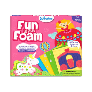 Children’s art activity kit with foam stickers for unicorn and princess designs for ages 3-7