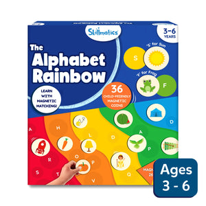Skillmatics The Alphabet Rainbow magnetic matching game with 36 magnetic coins for ages 3-6