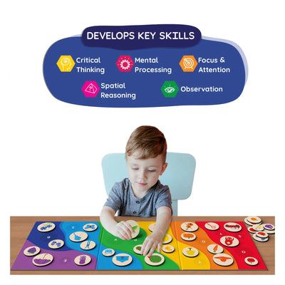 Young child playing with Alphabet Rainbow Magnetic Matching Activity puzzle for cognitive skills