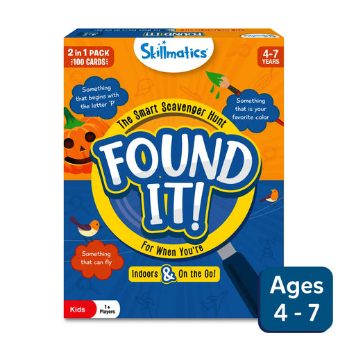 Kids’ scavenger hunt game with 100 cards for ages 4-7 in Found It! Combo indoor and travel set