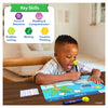 Young boy using Disney Lilo & Stitch reusable activity mat with character marker for learning