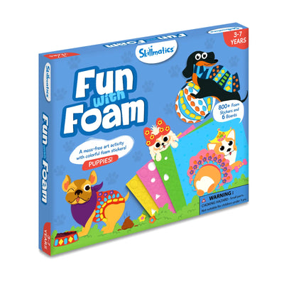 Skillmatics Fun with Foam art activity kit for ages 3-7 with foam stickers and puppy-themed boards