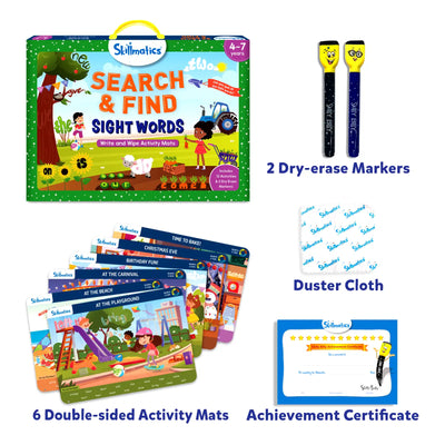 Skillmatics Search & Find Sight Words learning kit with activity mats, markers, and certificate