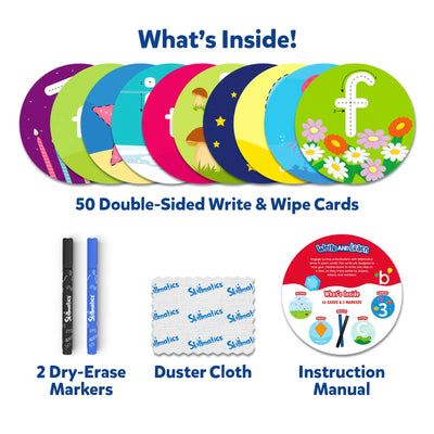 Educational Write and Learn Cards for Toddlers with Markers, Duster Cloth, and Manual