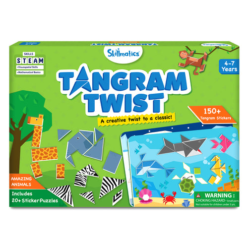 Green box for Tangram Twist Amazing Animals children’s puzzle game for ages 4-7