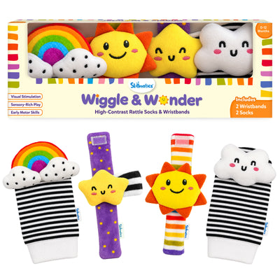 Wiggle & Wonder | High Contrast Rattle Socks & Wristbands (0-12 months)