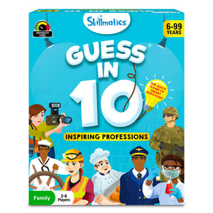 Children’s guessing game box with profession-themed trivia cards for ages 6+