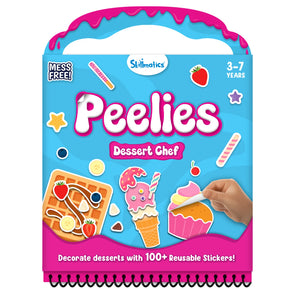 Children’s activity book for decorating desserts with reusable stickers from Peelies Dessert Chef