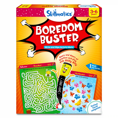 Boredom Buster Reusable Activity Mat Set with Black Pen for Ages 3-6