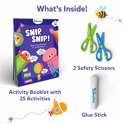 Creative children’s art and craft activity kit with Snip Snip booklet scissors and glue