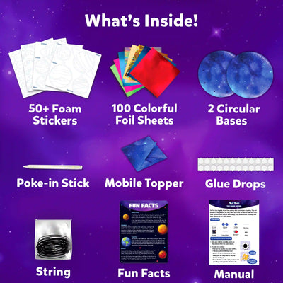 Foil Fun Solar System No Mess Art Kit for kids with craft supplies and manual