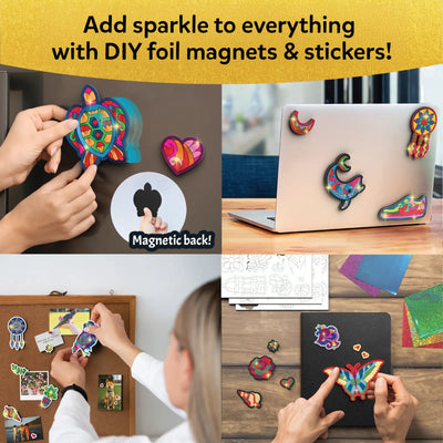 DIY foil magnets and stickers in various shapes from Foil Fun Pretty Patterns Art Kit