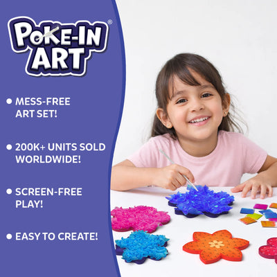 Colorful Poke-in Art flower templates and art materials for mess-free kids’ creativity