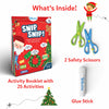 Holiday-themed Kids Activity Kit with scissors, glue stick, and activity booklet for ages 3-7