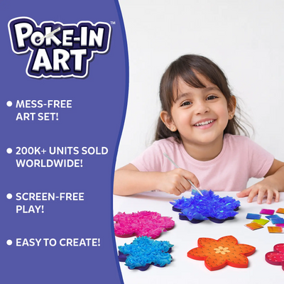 Colorful Poke-in Art flower templates and art materials for mess-free kids’ creativity