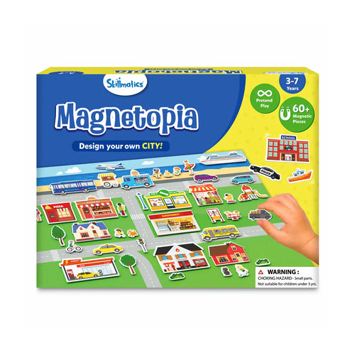 Magnetopia magnetic city play set with 60+ pieces for kids ages 3-7