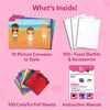 Children’s foil art craft kit with foam stickers and picture canvases for ages 4-9