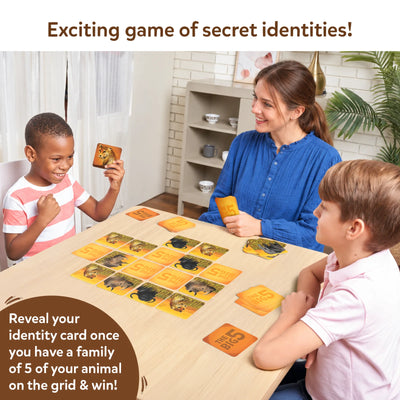 Children playing The Big 5 Animal Themed Game with animal image cards