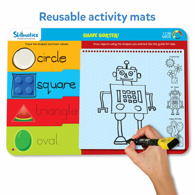 Colorful educational activity mat for learning shapes and drawing for ages 3-6
