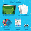 Craft kit with picture canvases foam stickers foil sheets instruction manual and googly eyes