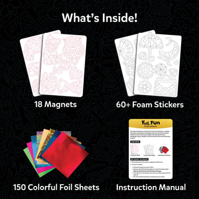 Craft kit with magnets foam stickers colorful foil sheets and instruction manual for creative projects