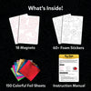 Craft kit with magnets foam stickers colorful foil sheets and instruction manual for creative projects