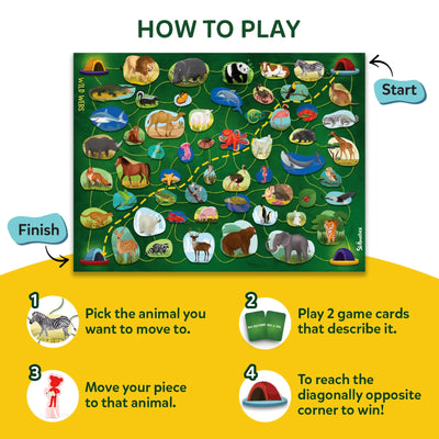Wild Webs Animal Learning Board Game with animal illustrations and game pieces for kids