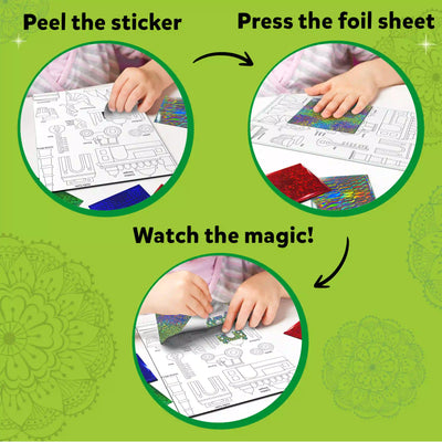 Children’s craft kit for creating foiled art designs from Foil Fun Incredible India No Mess Art Kit