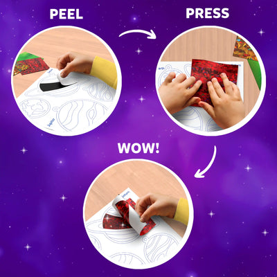 Galaxy-themed peel-and-press art activity kit from Foil Fun Solar System No Mess Art Kit