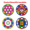 Four colorful Mandala art kits for kids ages 3-7 in Dot it! No Mess Sticker Art set