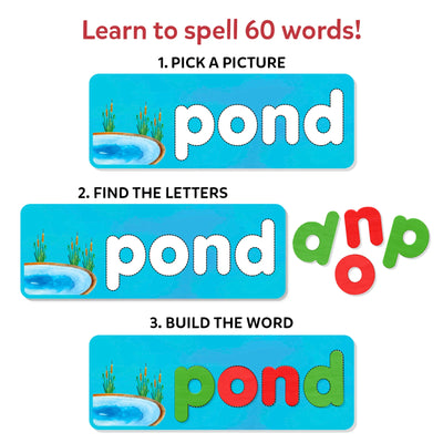 Educational spelling game with magnetic letters for ages 4-7 in Ready To Spell Learning Activities