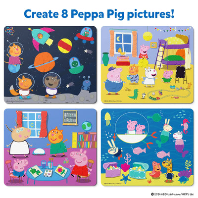 Collection of four Peppa Pig-themed puzzles forming different scenes for kids ages 3-7