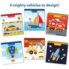 Six spiral-bound vehicle-themed reusable sticker activity books for kids ages 3-7