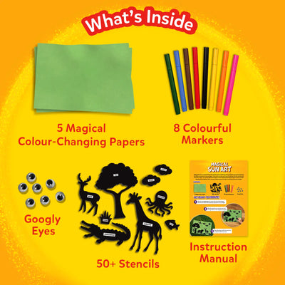 Magical Sun Art Animals Sun Paper Art Kit with color-changing papers and craft supplies
