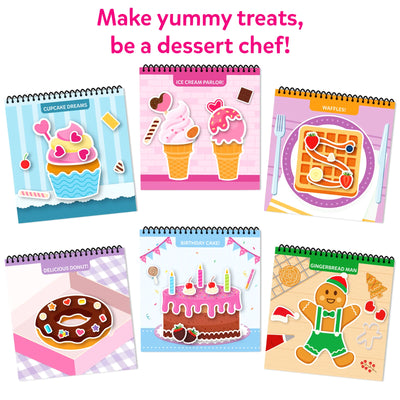 Set of six spiral-bound Dessert Chef activity books for paper dessert crafts for kids