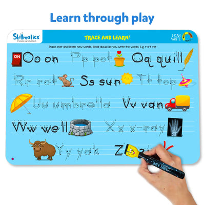 Reusable writing board for learning alphabet and words on I Can Write Activity Mats for ages 3-6