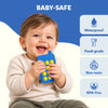 Baby holding a blue Push & Pop Mobile Phone sensory and fidget toy for toddlers