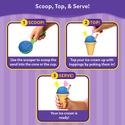 Instructional guide for making play ice cream in Sandeezy Ice Cream Parlour set