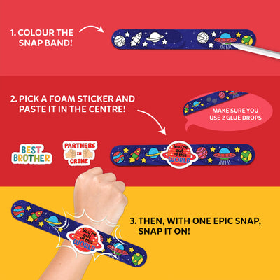 DIY space-themed slap band craft kit for kids ages 4-10 from Snap Bandz Sibling Love