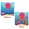 Octopus-themed magnetic craft activity before and after completion for kids ages 3-7