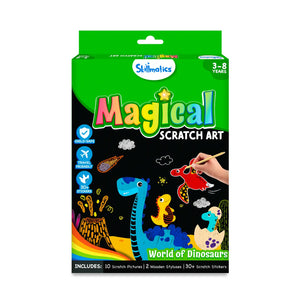 Magical Scratch Art Dinosaur Kit for Kids with Scratch Pictures Styluses and Stickers