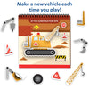 Children’s magnetic play set with construction vehicles and accessories from Peelies activity book
