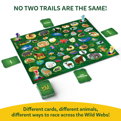 Wild Webs Animal Learning Board Game with green playing surface and connecting paths
