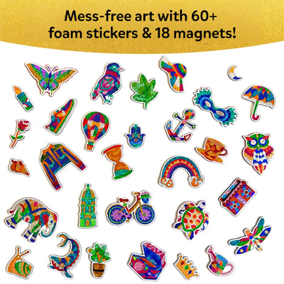 Colorful glittery foam stickers and magnets in various shapes from Foil Fun Pretty Patterns Art Kit